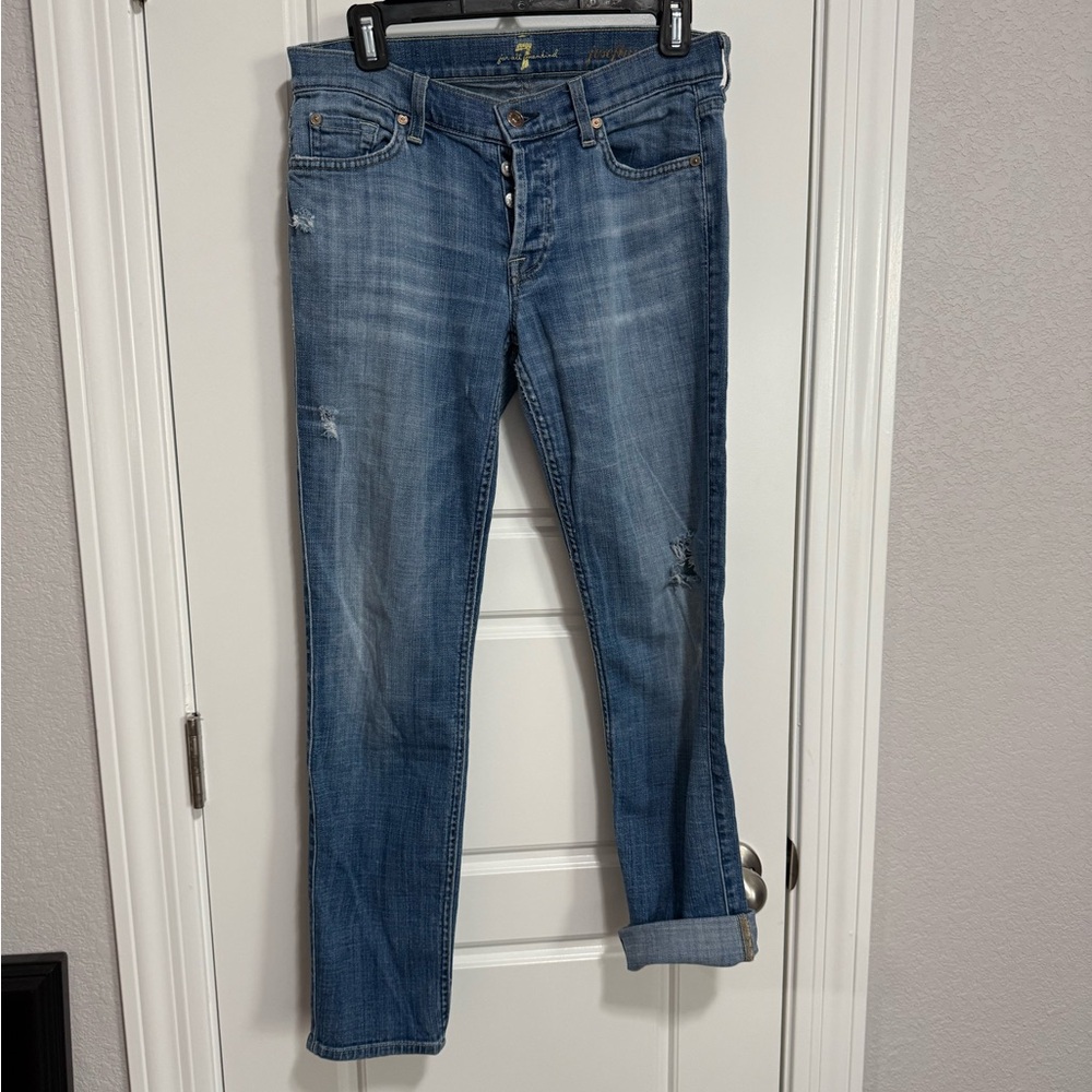7 For All Mankind Blue Straight Leg Jeans
